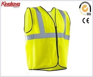 China Popular style yellow reflective tape working vest,High quality mens workwear waistcoat price manufacturer