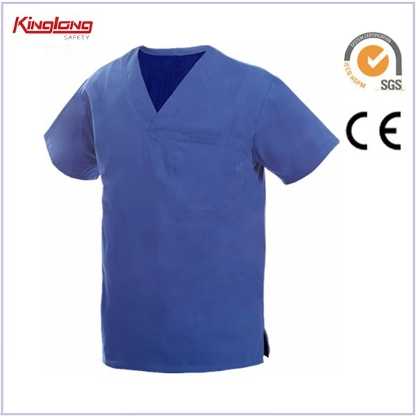 China Professional hospital uniform nursing scrubs,New blue color simple design nurse uniform manufacturer