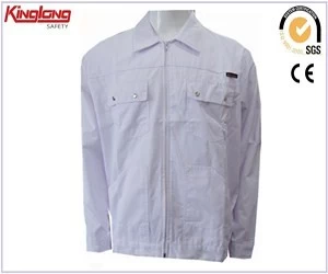 porcelana Chaqueta blanca de servicio personalizado OEM de color puro, chaqueta de trabajo de alta calidad del fabricante de China fabricante
