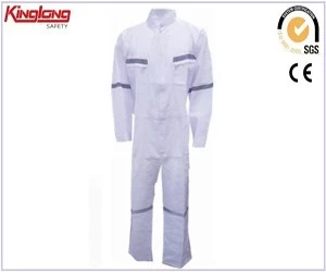 China Werkkledingoveralls in witte Chili-stijl in zuivere kleur, de Chinese fabrikant levert overalls in popelinestof fabrikant