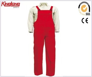 Chiny Męskie spodnie robocze w kolorze czerwonym, nylonowe spodnie na szelkach z zamkiem błyskawicznym producent
