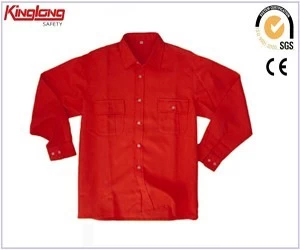 China Red color workwear uniforms shirts and pants,FR mens working clothes china supplier manufacturer
