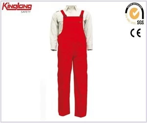 China Red mens classical style cotton bib pants,Hot design bib overalls uniform for sale manufacturer