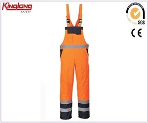 Čína Reflexní oranžová pracovní kombinéza s náprsenkou, vysoce kvalitní pánské pracovní kalhoty s náprsenkou z Číny výrobce