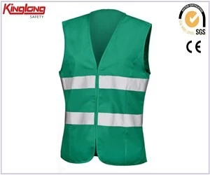 China Reflective vest mens workwear green color waist coat,Summer wear hot sale outdoor working vest manufacturer