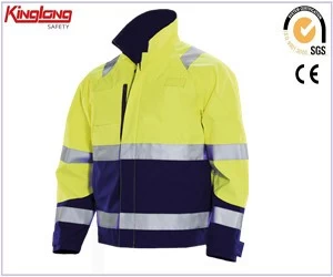 China Roadside working safety mens jacket with high visibility reflective tapes manufacturer