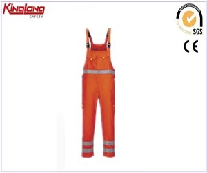 China SGS certified high quality red workwear bibpants manufacturer