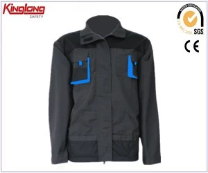 China Safety Men Jacket-Gray+Blue Safety Men Jacket-Canvas Gray-Blue Safety Men Jacket manufacturer