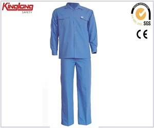 الصين 2016 جديد وصول ملابس عمال السلامة دائم والوظيفية الدعاوى ، 65٪ polyester35٪ القطن النسيج الأزرق يناسب المورد الصين الصانع