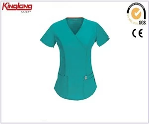 China Spring popular style short sleeves medical scrubs, custom logo protective fashion design scrubs manufacturer