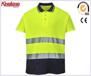 Chiny Two Tone koszulka polo, żółty fluorescencyjny Two Tone koszulka polo, koszulka Hi Vis żółty fluorescencyjny Two Tone Polo producent