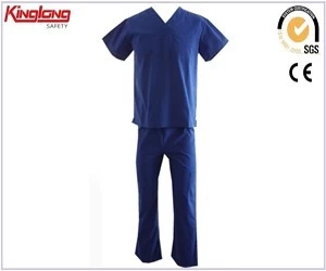 porcelana confortables uniformes de hospital tela de algodón unisex, batas de color azul de enfermería proveedor de china fabricante