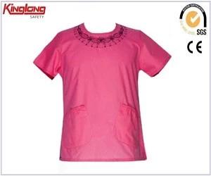 China Unisex hot style embroidered logo hospital uniform,China supplier high quality nursing scrubs manufacturer