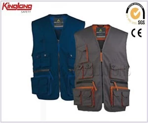 China Wholesale 100 Polyester Work Vest,Sleeveless Jacket  With Multi-Pocket manufacturer