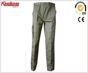 China Calças de trabalho estilo masculino fabricante da china, calças de design quente de 6 bolsos de cor cinza fabricante