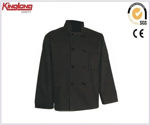 Китай Пальто шеф-повара, цельная куртка шеф-повара, популярная форма шеф-повара из поликоттона, чистая черная популярная форма/пальто/куртка шеф-повара производителя