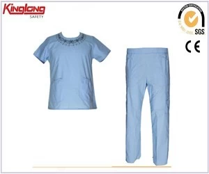 China china safety workwear scrub suits, elastic waist pant with leg pockets manufacturer