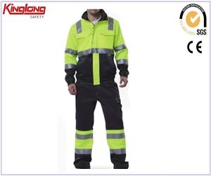 China high visibility jacket and pant men's jacket safety working suit men's cargo pant yellow suit manufacturer