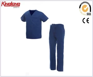 China men safety clothing workwear  2 pcs shirt and pant hospital  scrubs uniform manufacturer
