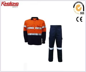 China men work clothes security workwear 2 pcs hivi shirt and pant manufacturer