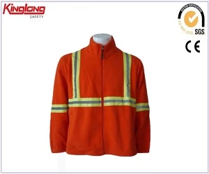 China wholesale men safety workwear clothing high visibility  polar fleece jackets  with reflective tape manufacturer