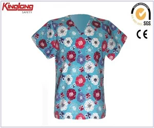 porcelana Venta al por mayor estilo de moda 65% poliéster 35% tela de algodón estampado top bordado camisa corta fabricante