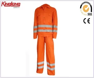 China Atacado uniforme fluorescente ternos de segurança laranja hi-vis workwear com fita reflexiva de alta visibilidade fabricante