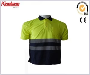 Китай Оптовая футболка с сочетанием цветов высокой видимости, мужская защитная рубашка для спецодежды производителя