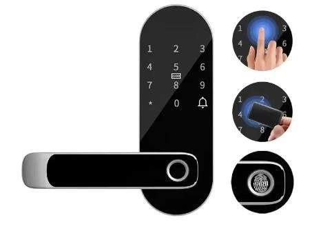 China Fingerprint Electronic Handle Lock TTLOCK Smart Home Door Lock Biometric Password Lock For Wooden Door With Card Reader