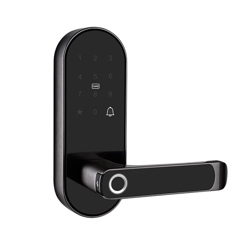 China Fingerprint Electronic Handle Lock TTLOCK Smart Home Door Lock Biometric Password Lock With Card Reader