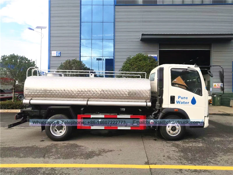 Thép không gỉ 1000L-5000L để vận chuyển sữa vận chuyển bể chứa sữa trên xe tải