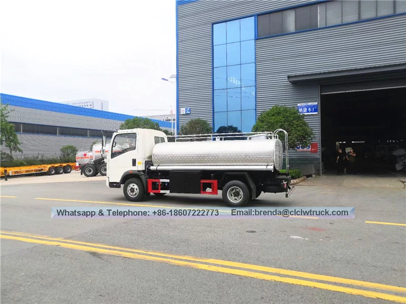 Thép không gỉ 1000L-5000L để vận chuyển sữa vận chuyển bể chứa sữa trên xe tải