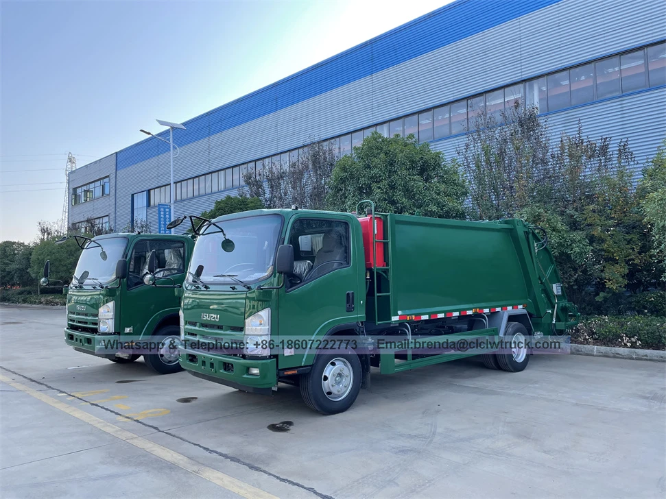 شاحنة ضاغط القمامة 5CBM مع اليابان Isuzu هيكل القمامة الشاحنة
