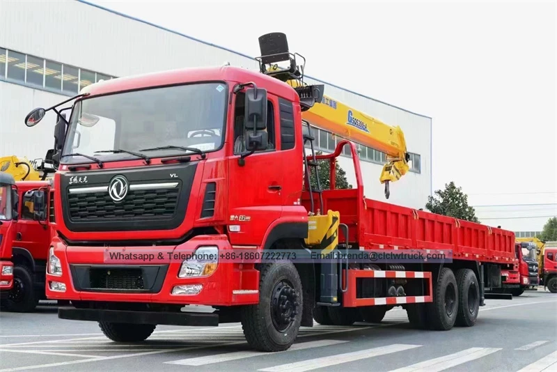 6x4 डोंगफेंग Kinland 12 टन लारी पर कसा हुआ क्रेन