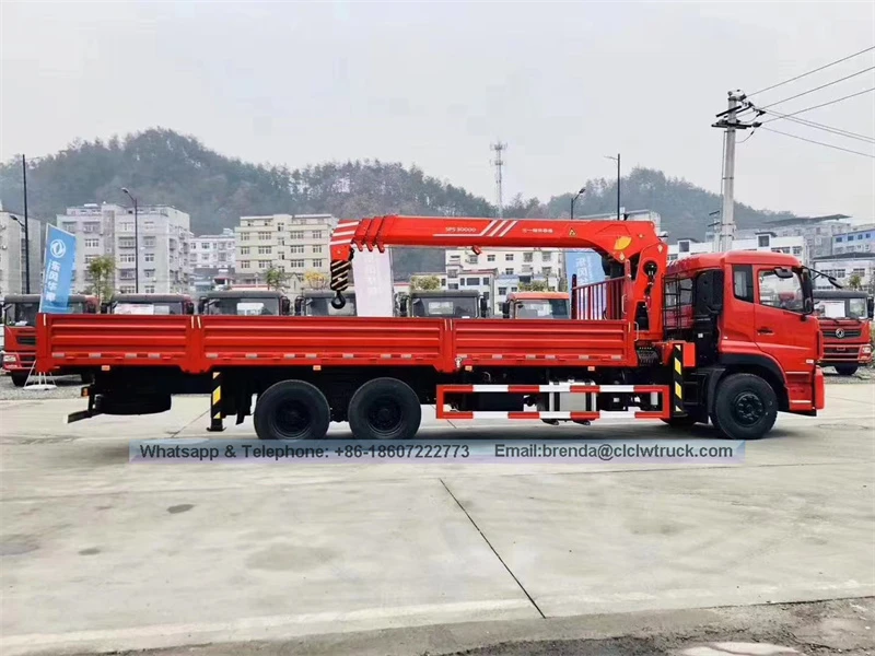 6x4 डोंगफेंग Kinland 12 टन लारी पर कसा हुआ क्रेन