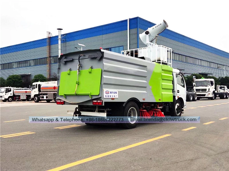 DFAC 4x2 स्मॉल रोड स्वीपर ट्रक बिक्री के लिए अधिक फ़ंक्शन के साथ