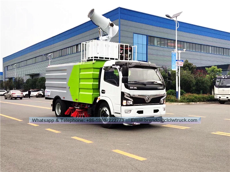 DFAC 4x2 स्मॉल रोड स्वीपर ट्रक बिक्री के लिए अधिक फ़ंक्शन के साथ