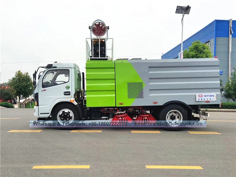 DFAC 4x2 स्मॉल रोड स्वीपर ट्रक बिक्री के लिए अधिक फ़ंक्शन के साथ