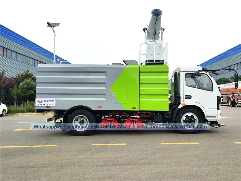 DFAC 4x2 स्मॉल रोड स्वीपर ट्रक बिक्री के लिए अधिक फ़ंक्शन के साथ