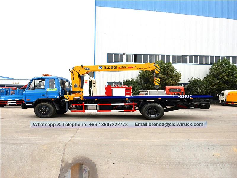 Dongfeng 4x2 5ton tow truck na may 5ton crane hot sale