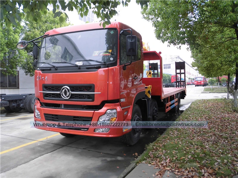 Dongfeng Kinland 8*4平板卡车安装起重机，10-12吨平板卡车起重机中国制造商