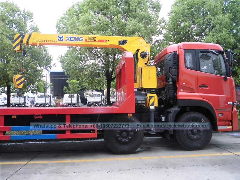 Dongfeng Kinland 8*4平板卡车安装起重机，10-12吨平板卡车起重机中国制造商