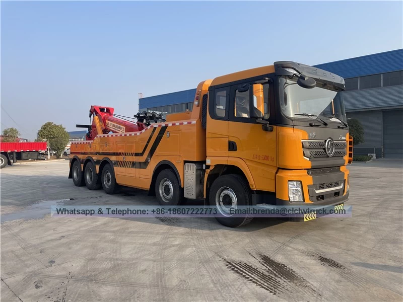 China Hot Sale Shacman 40 Ton Heavy Duty Road Wrecker/Towing Truck Recovery Truck dengan Boom Rotation pengilang