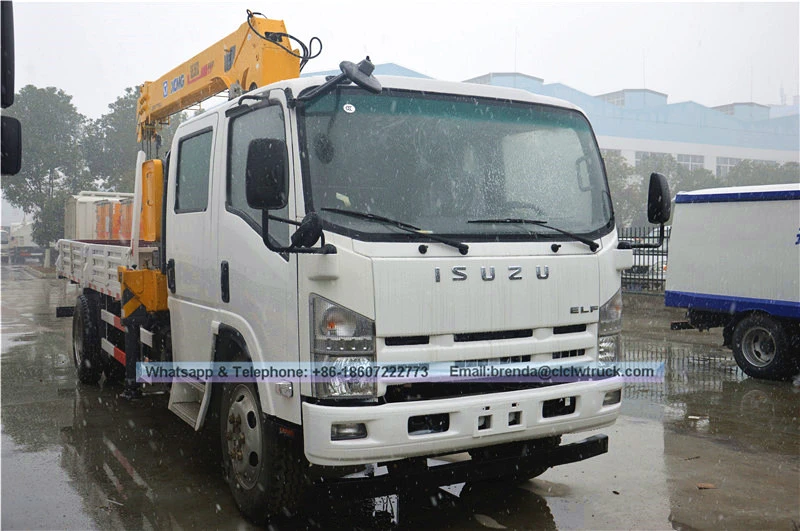 Isuzu Double Cabin Telescopic Boom Construction Machine 2 Ton Truck Mounted Crane 3.2ton truck na may engine crane