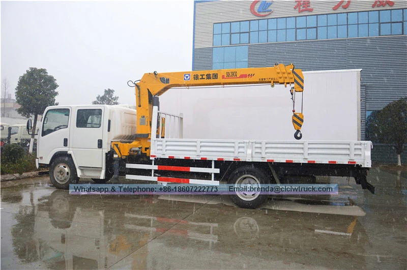 Isuzu Double Cabin Telescopic Boom Construction Machine 2 Ton Truck Mounted Crane 3.2ton truck na may engine crane