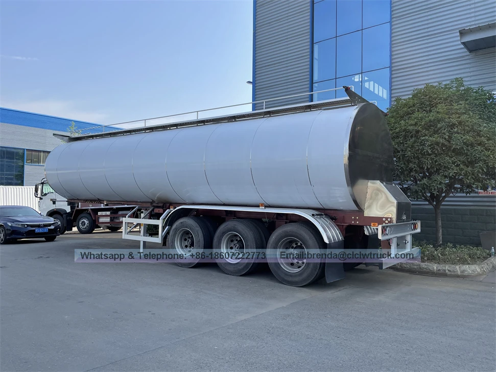High quality 3-Axle semi-trailer 30m3 Fresh milk transportation tanker made of food grade stainless steel for sales