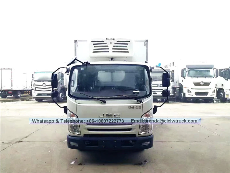 JMC fournisseur de camion frigorifique Chine, réfrigérateur cargaison camion 6 tonnes, 4X2 camion de fret réfrigérateur, frigorifique Euro 4