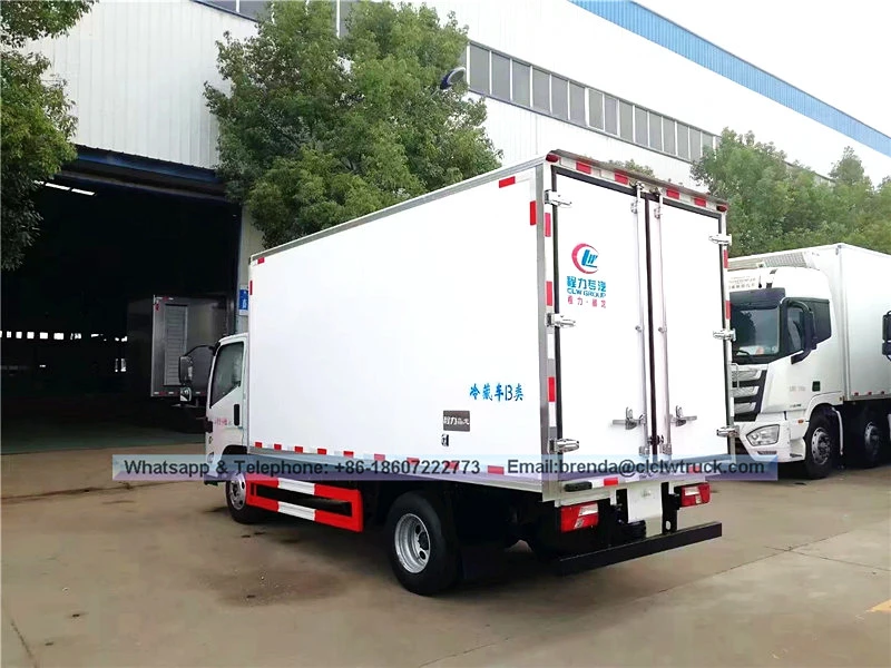 JMC fournisseur de camion frigorifique Chine, réfrigérateur cargaison camion 6 tonnes, 4X2 camion de fret réfrigérateur, frigorifique Euro 4