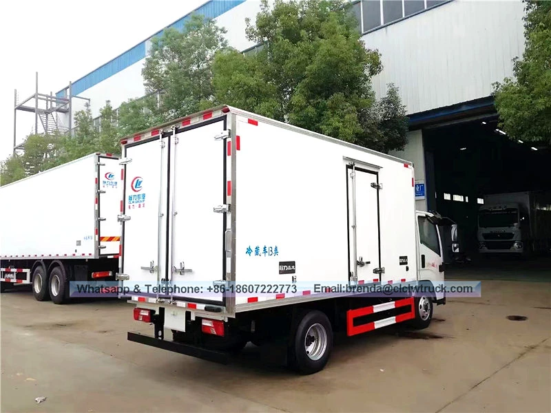 JMC fournisseur de camion frigorifique Chine, réfrigérateur cargaison camion 6 tonnes, 4X2 camion de fret réfrigérateur, frigorifique Euro 4