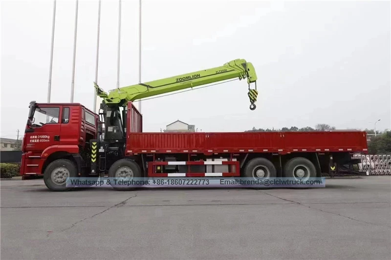 Shacman 10-16 ton knuckle natitiklop na trak na may crane